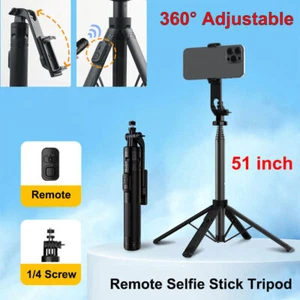 51"Remote Selfie Stick Tripod Phone Desktop Stand Desk Holder For iPhone/Samsung - Picture 1 of 16