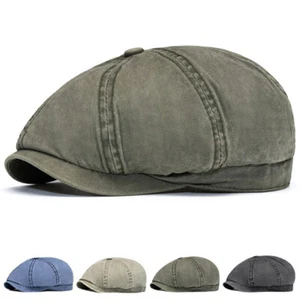 Men Cotton Octagonal Ivy Flat Summer Hat Newsboy Duckbill Spring Painter Cap - Picture 1 of 11