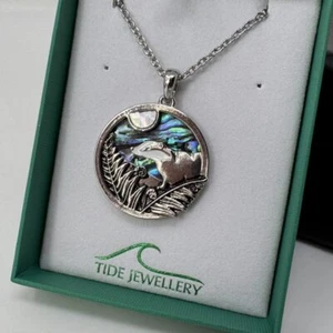 Moonlit Badger Paua Shell & Mother Of Pearl Necklace Tide Jewellery Gift Box - Picture 1 of 6