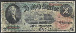 1869 $2 LEGAL TENDER RAINBOW NOTE ~ FR 42 ~ NICE COLLECTOR GRADE - Picture 1 of 2