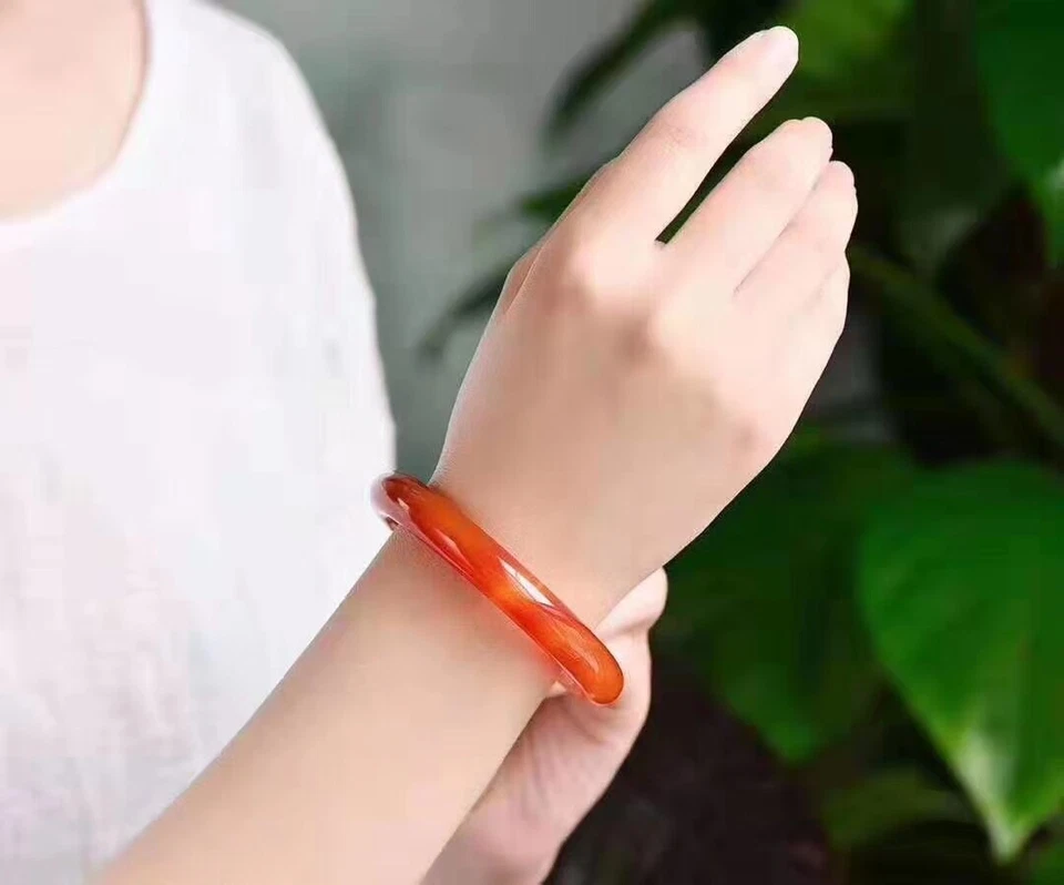 Brazalete de calcedonia 100 % natural brazalete de jade + caja fina + certificado de autenticidad Foto 1 de 4