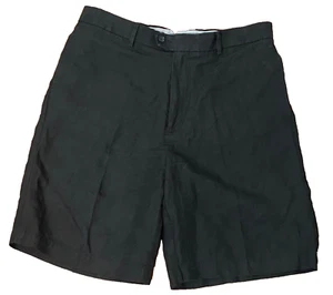DANIEL CREMIEUX Classics Men's 100% Linen Shorts Size 35 BLACK Flat Front Preppy - Picture 1 of 8