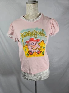 Teddy Fresh rosa Cowboy Bär T-Shirt mit Spitzenbesatz Größe Small - Bild 1 von 5