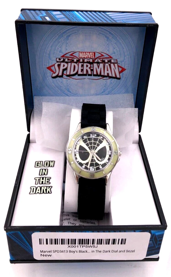 Marvel Glow-in-the-Dark Spider-Man Watch with Black Silicone Band SPD3413 - Image 1 of 1