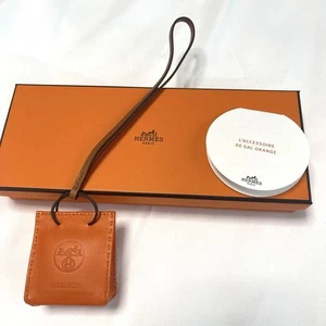 HERMES Sac Orange Bag Charm Agneau Milo Veau Swift with Box Excellent Condition - Picture 1 of 3