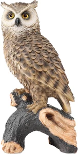 Estatua de jardín de búho - Estatuilla de resina de búho sobre tocón posada para hogar interior - Imagen 1 de 7