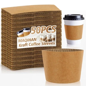 Paquete de 50 fundas desechables para tazas de café para bebidas frías calientes aptas para tazas de papel de 12-20 oz - Imagen 1 de 4