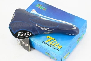 NOS Selle Italia Flite Titanium Geniune Gel Leather Saddle Blue 2000 - Picture 1 of 1