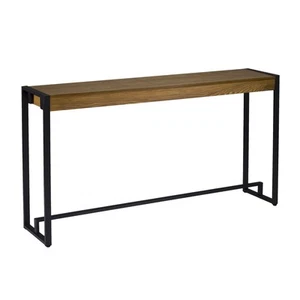 54" Gray Brown and Black Distressed Sled Console Table - Picture 1 of 9