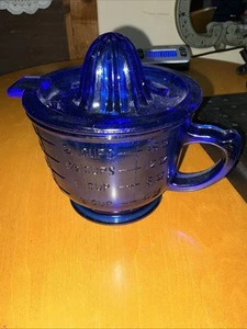 Set 2 tazze alesatore spremiagrumi stile antico vintage vetro blu cobalto - Foto 1 di 5