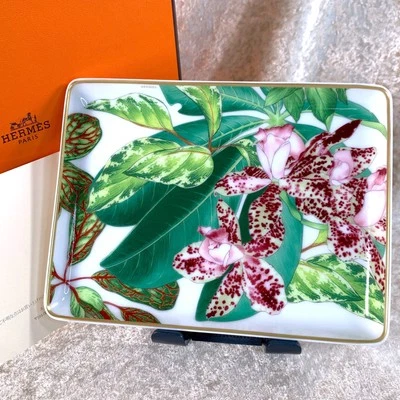 Hermes Paris Passifolia n°1 Rectangle Tray Sushi Plate Porcelain Tableware w/Box - Image 1 of 4