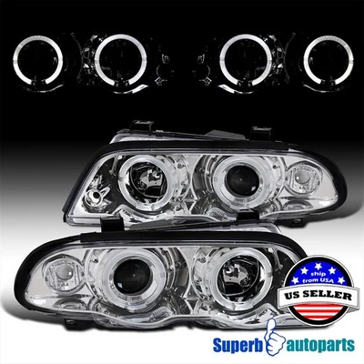 Fits 1999-2001 BMW E46 4 Door 323i 328i Dual Halo Projector Headlights 99-01 - Image 1 of 4