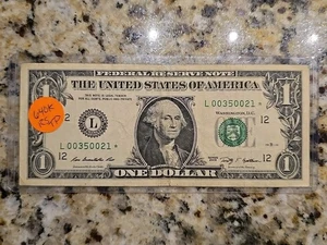 2009 Star Note Low Run Size + Total Printed 640k Dollar Bill $1 L00350021* - Picture 1 of 2