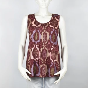 GUDRUN SJODEN Baumwolle Ärmellos Shirt Bluse Top Tunika Boho Burgunderfarbe... - Bild 1 von 8