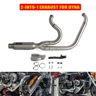 For Harley Dyna FXD FXDB FXDC FXDF FXDL FXDWG 2006-2017 2-Into-1 Exhaust System - Image 1 of 4