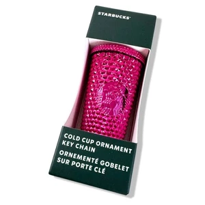 Schlüsselanhänger Starbucks Hot Pink Holiday Nieten Cold Cup Becher Ornament *NEU* - Bild 1 von 12