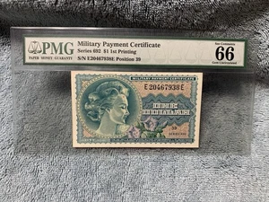 Military Payment Certificate Series 692 $1 1st Printing PMG 66 EPQ - Picture 1 of 2