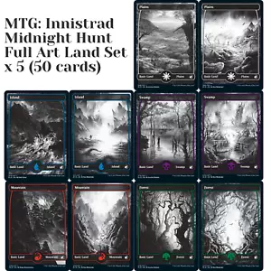 MTG: Innistrad - Midnight Hunt Full Art Land Set x 5 (50 cards) - Picture 1 of 11