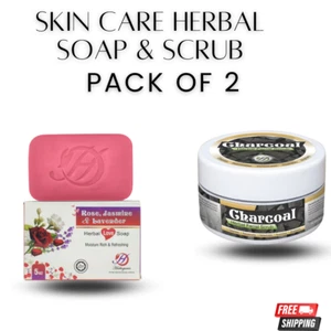 Rose, Jasmine & Lavender Herbal Soap & Charcoal Herbal Facial Scrub-Skincare Set - Picture 1 of 9