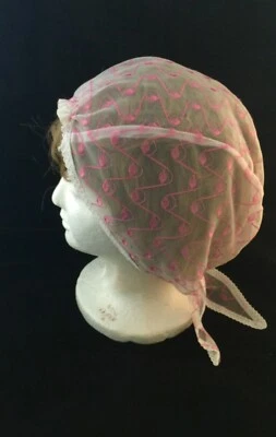 Cubierta de cabeza de red vintage años 50 rosa tul red pañuelo suministro de belleza Foto 1 de 4