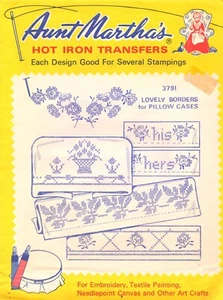 Aunt Martha's Hot Iron Transfers-3791 ~ " Lovely Borders for Pillow Cases" - Picture 1 of 2