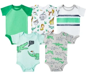 Members Mark Baby Boy 5-Pack Cotton Snap Bodysuits Alligator Szs NB to 24M Gator - Picture 1 of 7