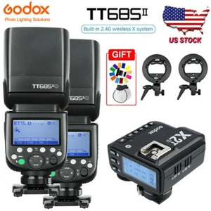 US 2*Godox TT685II-S 2.4G TTL HSS Speedlite Flash+Bracket+X2T-S Trigger For Sony - Picture 1 of 12