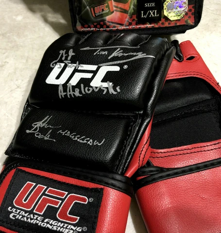 UFC MMA Gloves Signed Autographed Andre Arlovski John Dodson Tim Kennedy + Cover