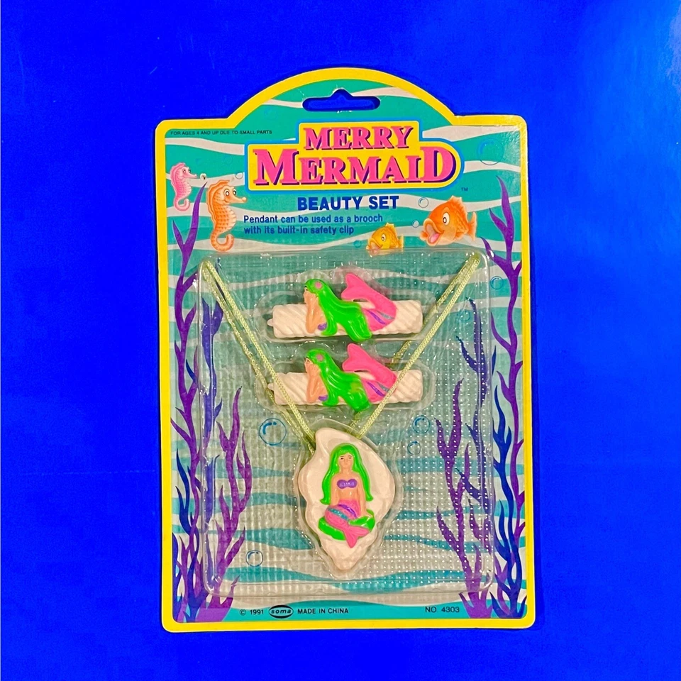 1991 Soma Merry Little Mermaid Beauty Set Juego Collar Pinzas para el Pelo Figura Ariel Foto 1 de 1