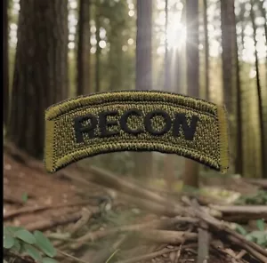 Olive Green Recon Tab Patch 1" x 2 1/4" Fits For VELCRO® BRAND Loop Fastener - Picture 1 of 5