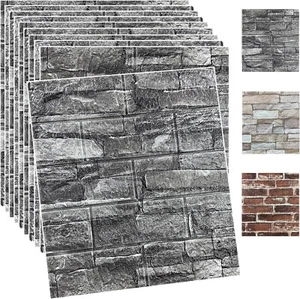 10PCS 3D Wall Panels Peel and Stick 3D Brick Wallpaper Peel and Stick Faux Stone - Picture 1 of 6