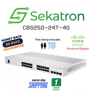♻️ Cisco Refresh CBS250-24T-4G 24 Port Gigabit Switch w/ 4 SFP Uplinks⚡Fast Ship - Picture 1 of 3