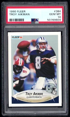Fleer #384 Troy Aikman Hof 1990 - Dallas Cowboys - PSA 10 gemas como nuevo #50769604 Foto 1 de 2