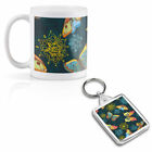 Mug & Square Keyring Set - Pretty Butterfly Flowers Antique Style  #46194