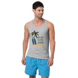 Take Me to the Ocean Men's Tank Top Beach Surf Graphic Soft Cotton Summer Wear - Picture 1 of 7