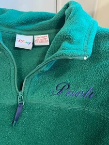 Suéter Pullover Vintage Disney Winnie the Pooh Verde Vellón 1/4 Cremallera - Talla L - Imagen 1 de 3