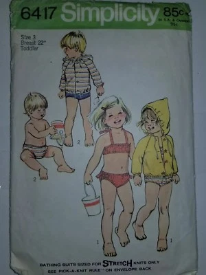 Bathing Suit Jacket Toddler 3 Sewing Pattern 6417 Simplicity CHECKd Cut Swimsuit - Image 1 of 4