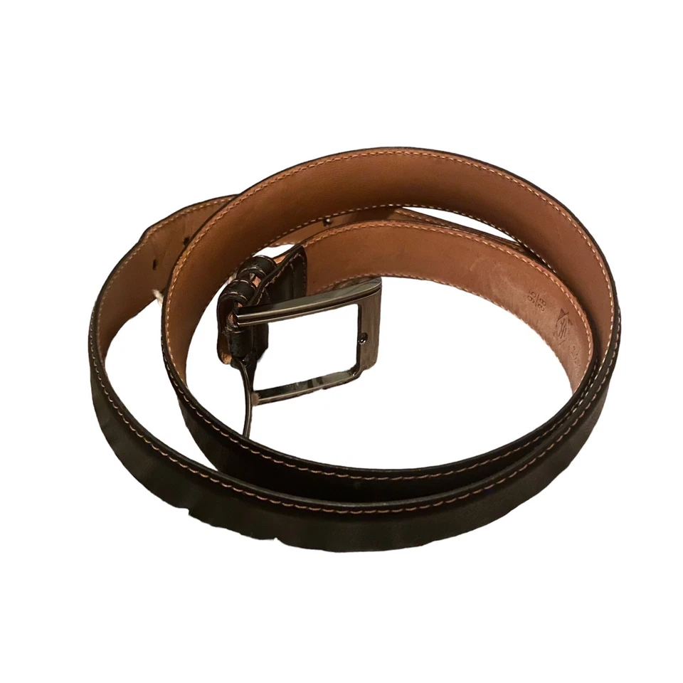 Martin Dingman Genuine Leather Mens Black Belt Silver Metal Size 38 Clothing - Image 1 of 4