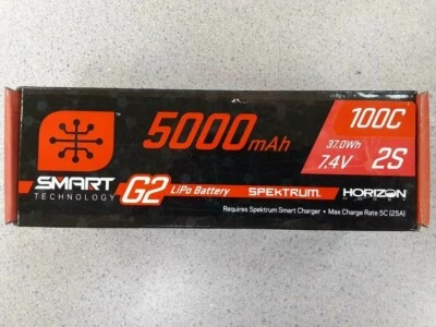Spektrum RC 2S Smart G2 LiPo 100C Battery Pack 7.4V/5000mAh w/IC3 SPMX52S100H3  - Image 1 of 4
