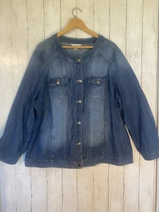 C.J. BANKS Vintage Stretch Jeansjacke Gr. 3X Rautenmuster vorne/hinten Intarsien Boho - Bild 1 von 14