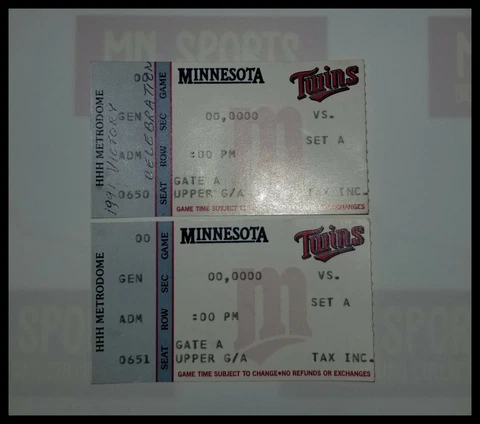 Minnesota Twins Ticket Stub Lot 1991 World Series Champs Celebration Metrodome Cover
