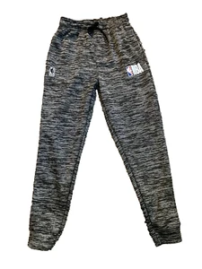 NBA Jogger Sweat Pants Boys Size 10-12 Black White Elastic Waist Pockets Tapered - Picture 1 of 13