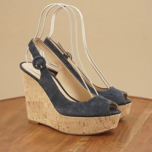 Sandalias Veronica Barba Mujer Dalí Corcho Cuña Plataforma Azul Gamuza Cordón 8M - Imagen 1 de 9