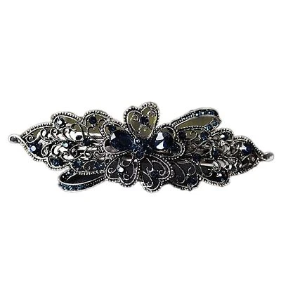 Womens Barrettes Blue Peacock Hairpins Rhinestone Crystal Flower Leaf Hair Cl... - Изображение 1 из 2