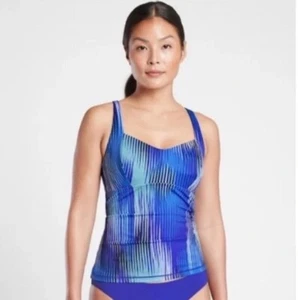 Athleta Ibiza Entwined Tankini Top Underwire Womens   36 B/C Multi Blue Pattern - Picture 1 of 9