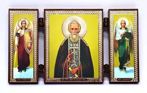 Ikone Sergiy geweiht икона святой Сергий Радонежский освящена 12,8x7,3x0,6 cm - Bild 1 von 1