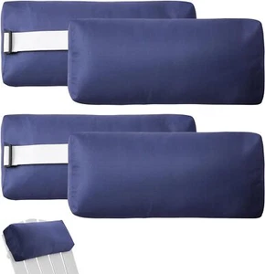 Chaise Lounge Head Pillow, 4 Pack Outdoor Chair Pillows with Navy Blue - Picture 1 of 9