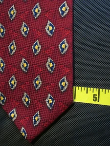 JoS A Bank Red Tie With Blue and Yellow Accents 60" long 4" Wide - Picture 1 of 3