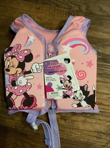 “Disney Jr Minnie Mouse Pink Zipper Fabric Swim Vest S/M Ages 1+ 40 Lbs Max - Picture 1 of 2