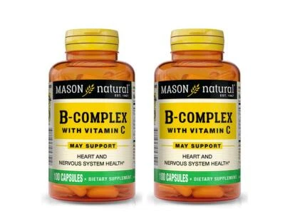 Mason Natural Vitamina B Complejo Vitamina C Saludable Corazón Sistema Nervioso 200 cápsulas Foto 1 de 2